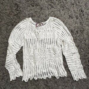 NWT Tiara 90s White Crochet Sweater Sjze M